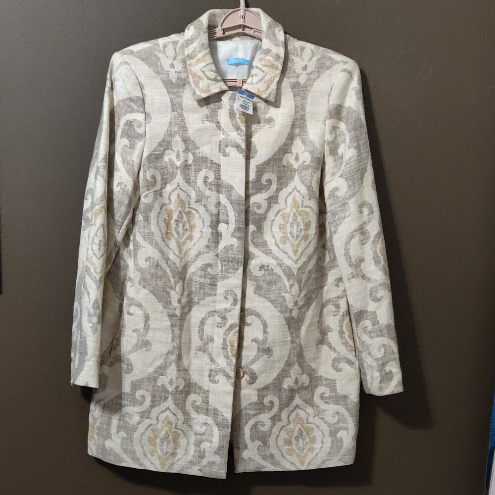 J. McLaughlin Berkshire Linen Blend Medallion Tapestry Coat LARGE NEW WITH TAGS